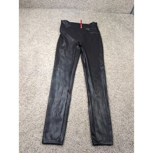 Spanx Faux Leather Leggings Black High Waist Tummy Control Women Size Large L
